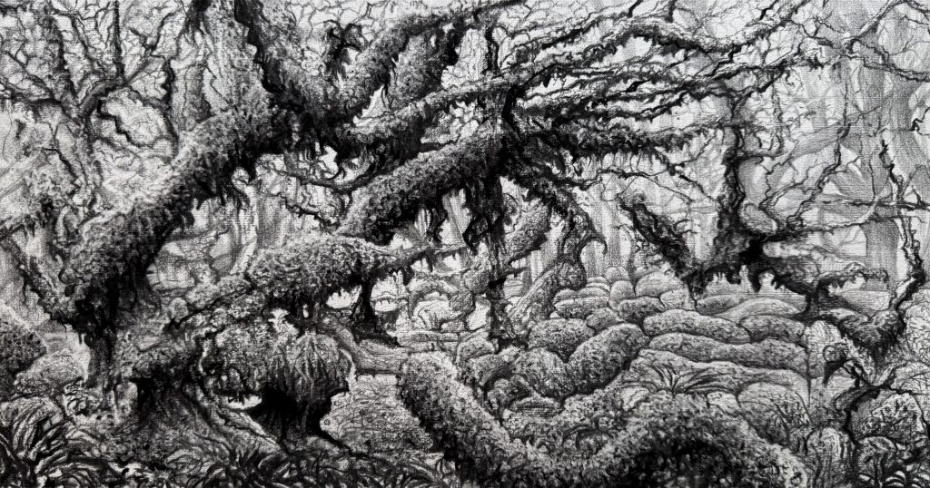 Hypnotic Rhythm, charcoal 2025, Sara Heinrich